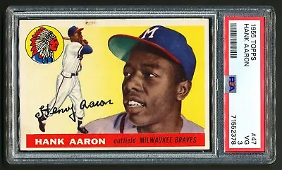 Hank Aaron 1955 Topps #47 PSA 3 VG Atlanta Braves HOF • $499.99