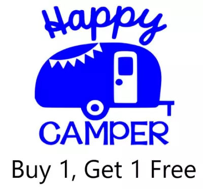 ~*~ HAPPY CAMPER Side View Vinyl Decal Wall Window Buy 1 Get 1 Free Camping • $0.99