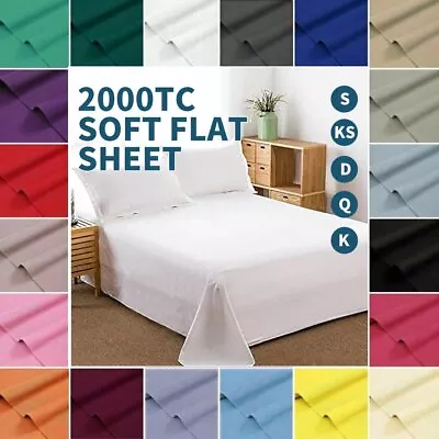 $20.99 • Buy 2000TC Ultra Soft Top Flat Sheet Single/King Single/Double/Queen/King/Size Bed