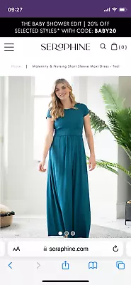 Seraphine Maternity & Nursing Teal Short Sleeve Size 8 Maxi Dress • £30