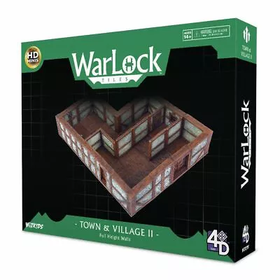 $184 • Buy Wizkids 4D WarLock Tiles - Town & Village 2 Full Height Plaster Walls Set (Prepa