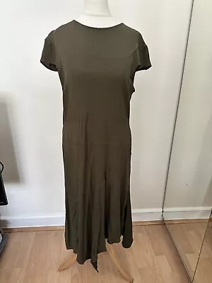 Women’s Marks And Spencer’s Khaki Green Asymmetrical Hem Midi Dress Size 12 (V) • £9.99