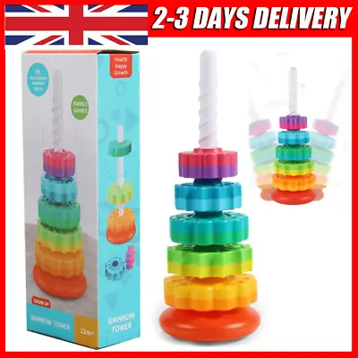 Baby Spinning Stacking Toys ABS Plastic And Color Rainbow Design Ring Stacker • £9.80