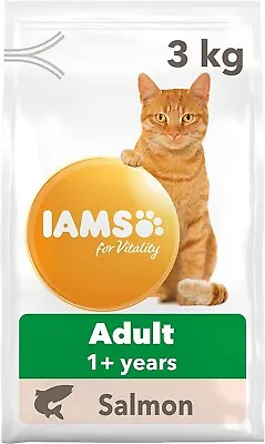 3 Kg Iams Complete Dry Cat Food For Adult 1+ Cats With Salmon • £12.97