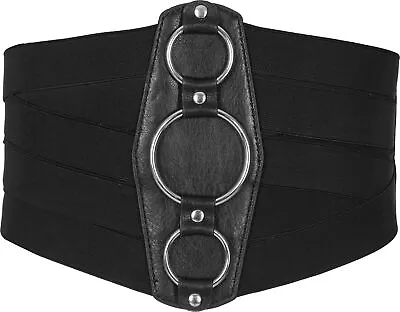 7 Inch Wide Lattice Corset Waspie Elastic PU Belt • £13.99