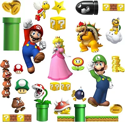 Super Mario Wall Stickers For Scrapbooking Party Bag Laptop Skateboard School • £2.99