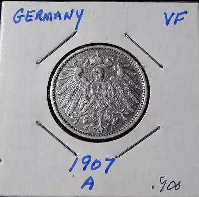 1907 A Germany Empire  Silver  1 Mark World German Coin • $8.95