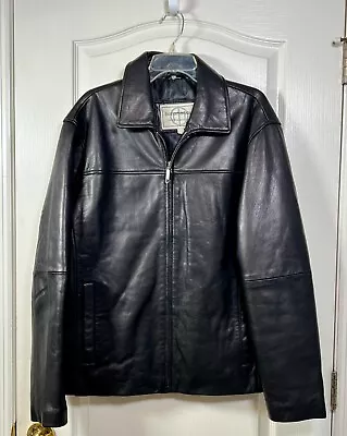 Boston Harbour Buttery Soft Leather Jacket Men's L Black Bomber Coat • $44