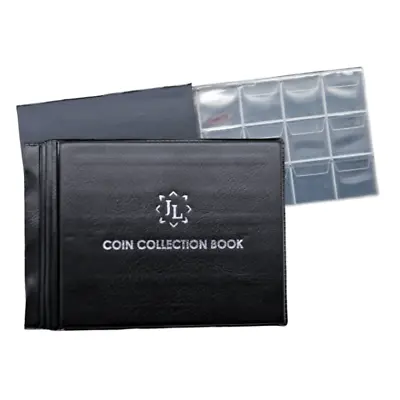 COIN ALBUM For 120 Coins Perfect For 50p £1 £2 COINS FOLDER BOOK COLLECTOR BLACK • £7.99