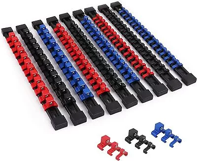 9PC ABS Socket Organizer 1/2 3/8 1/4 Inch Drive Socket Rail Holders Wall Mount • $18.99