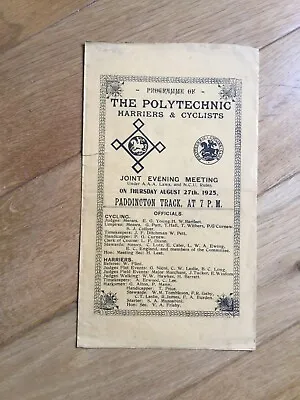 £1.40 • Buy Programme Polytechnic Harriers And Cyclists Joint Evening Meeting 1925