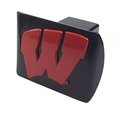 Wisconsin UW Badgers Red Metal W Emblem On Black Metal Hitch Cover • $64.22