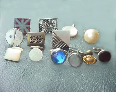 13 Vintage & Antique Single Cufflinks Mother Of Pearl Enamel Shell More • $10.40