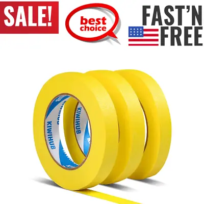 Automotive Masking Tape Yellow Refinish Masking Tape Auto Body Paint Tape 3Rolls • $10.93