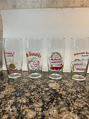 Lot Of 4 Vintage McDonald's Hamburgers Glasses 1995 Retro Style Speedee 16oz • $65