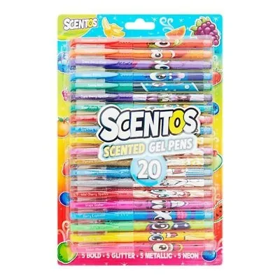 Scentos Scented Gel Pens 20 Pack Glitter Metallic Neon Colour Art Crafts Project • £10.99