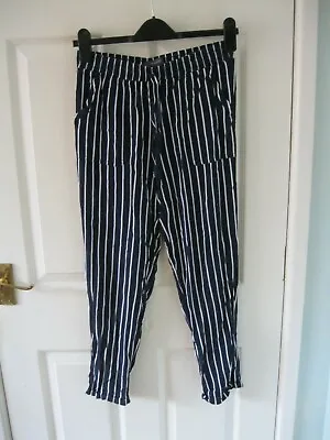£9.99 • Buy Primark Size 10 Trousers Peg Leg Tapered Stripe White Black Beach
