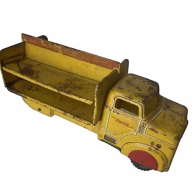Vintage Marx Coca-Cola Truck 1950’s Coke Pressed Steel Toy #21 Yellow  *AS IS* • $29.99