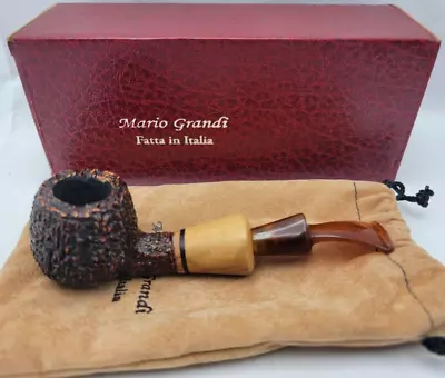 Mario Grandi UNSMOKED Brown/Light Brown Wood Tobacco Pipe New Open Box • $169.99