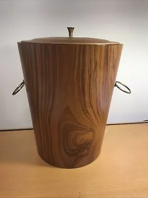 Vtg  Genuine Teak RAINBOW Servex Mid Century ICE BUCKET Made In Sweden Signed • $90