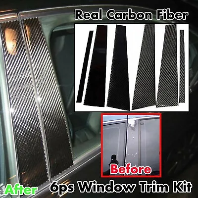 Window Pillar Trim Cover 6pc Real Carbon Fiber Fits 94-00 W202 C43 C36 C230 C280 • $140
