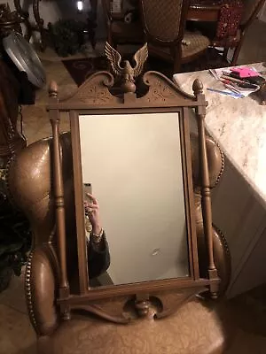 Vintage Mid Century Syroco Square Mirror Federal Eagle Finial Top 31” • $65