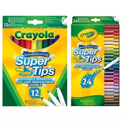 Crayola Washable Markers Super Tips 24-Pack Bright Felt Tip Colour Pens • £6.34