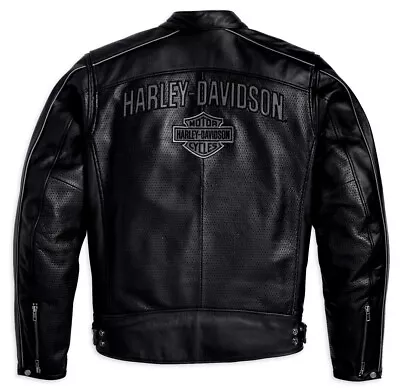 Harley-Davidson LARGE Leather Jacket Perforated Reflective W FS Liner 98141-10VM • $350