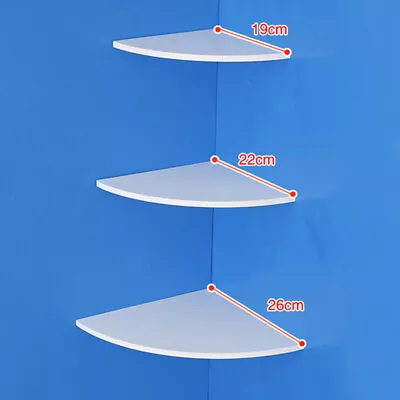 £8.57 • Buy 3PCS/SET Floating White Corner Shelf Shelves Wooden Wall Storage Unit Bedroom
