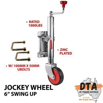 $59.95 • Buy 6  Inch Trailer Jockey Wheel Swivel Swing Up 500kg 1000LBS U Bolts Caravan Boat