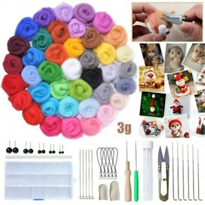 40 Color Wool Felt Needles Tool Set Needle Felting Mat Starter DIY Kit Girl UK • £14.27
