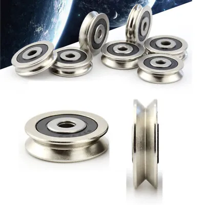 6x30x8mm U V Groove Metal Pulley Ball Bearing Round Wheel Wire Rope Guide Roller • $8.89