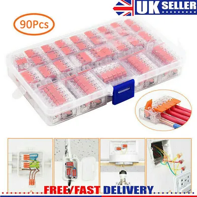 For WAGO Spring Lever Push Fit Reuseable Cable Cage Clamp 235 Wire 90pc W/ Box • £10.99