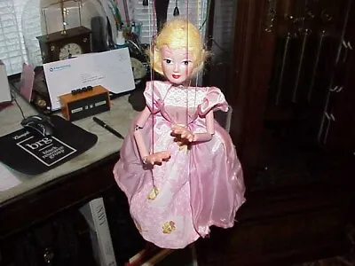 Marionette Vintage 1950'S BLOND LADY IN PINK DRESS WOOD BODY • $25