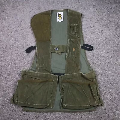 VTG Bob Allen Shooting Vest Mens Large Green Corduroy Padded Leather Belted USA • $29.95