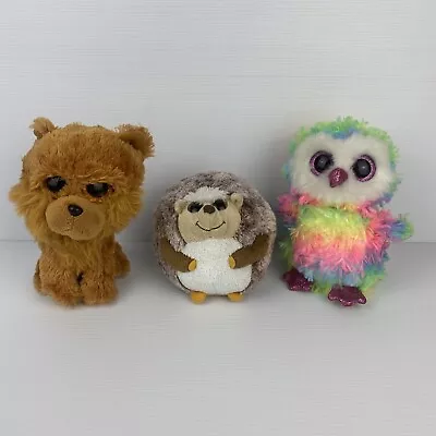 TY Beanie Boos Plush (Bulk Lot X3) Barley Dog Owen Owl Prickles Hedgehog • $24.90