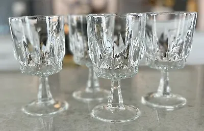 Vintage S/4 Arcoroc France Arctic Stemmed Crystal Wine Glasses • $20.04