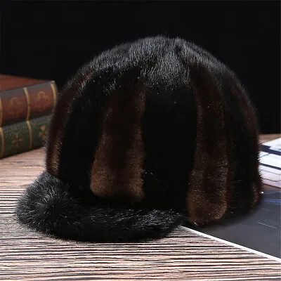 100% Real Mink Fur Hat Thicken Winter Warm Baseball Cap Fashion Peaked Cap • $41.73