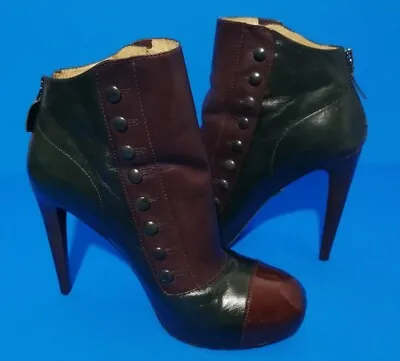 Lamb Rosebury  Women Button Booties Brown Green  Leather Size 8M Steamboat Punk • $64.99