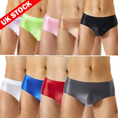 UK Men's Glossy Low Rise Briefs Underwear Silky Smooth Underpants Sexy Underwear • £9.99