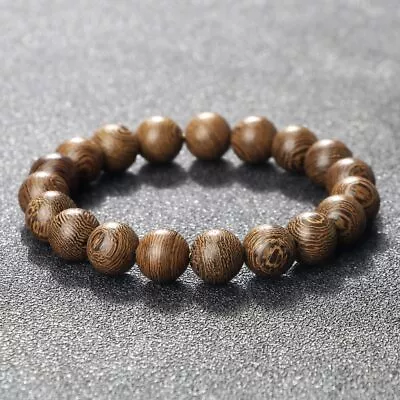 Natural Wooden Beads Bracelet Tibetan Buddha Rosary Handmade Bracelets Men Women • $6.64