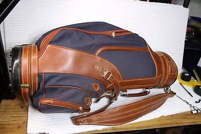 Vintage DAIWA Coach Collection 6 Way Golf Bag Brown Leather + Rainhood Cover • $109