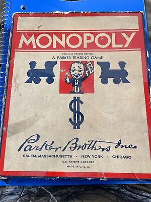 Vintage Monopoly Parker Brothers Short Game Wood Pieces Old Money Instructions • $29.95