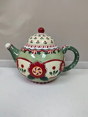 Mary Engelbreit  Maryment  Christmas Teapot Peppermint Floral Michel & Co. 2001 • $39.99