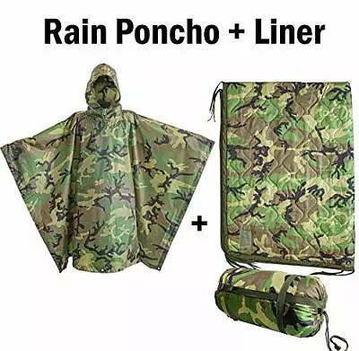 USGI Industries - Rip-Stop Liner & Rain Poncho Bundle  (Woodland) • $69.99