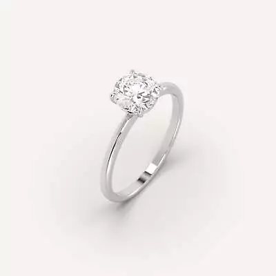 1 Carat Round Cut Engagement Ring | Real Mined Diamond In 14k White Gold • $1685
