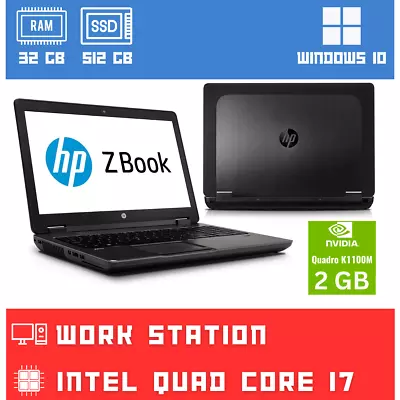FAST HP ZBook Windows 10 Workstation Quad Core I7-4th Gaming Laptop 32GB 1TB SSD • £269.99