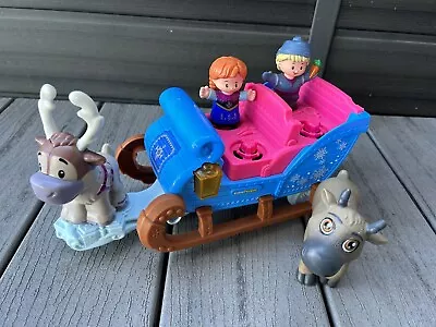 LITTLE PEOPLE DISNEY FROZEN PLAYSET LOT SLEIGH SLED FIGURES FISHER PRICE Light • $24.99