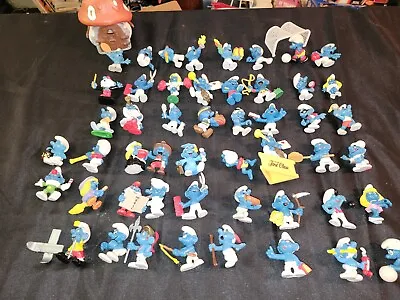 Vintage Smurfs Figures Lot 1970s 1980s  Lot Of 50 Smurfs + Small House • $129