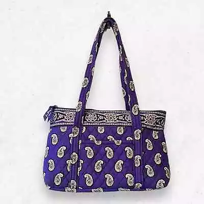 Vera Bradley Simply Violet Paisley Medium Tote Zipper Cotton Exterior Pocket • $25